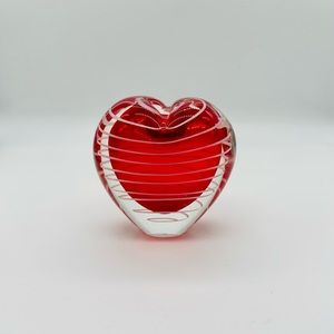 Vintage Murano Style Heart Swirl Art Glass Paperweight / Bud Vase